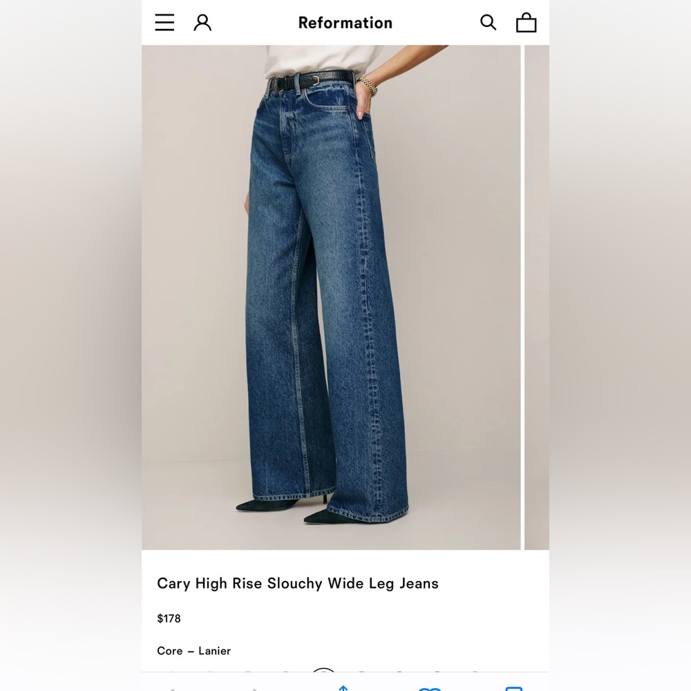 Reformation Cary High Rise Slouchy Wide-Leg Jeans in Lanier